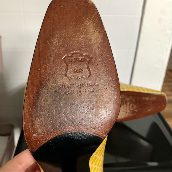 Stuart Weitzman Vintage Pumps Yellow Snakeskin 7.5 - Picture 6 of 7